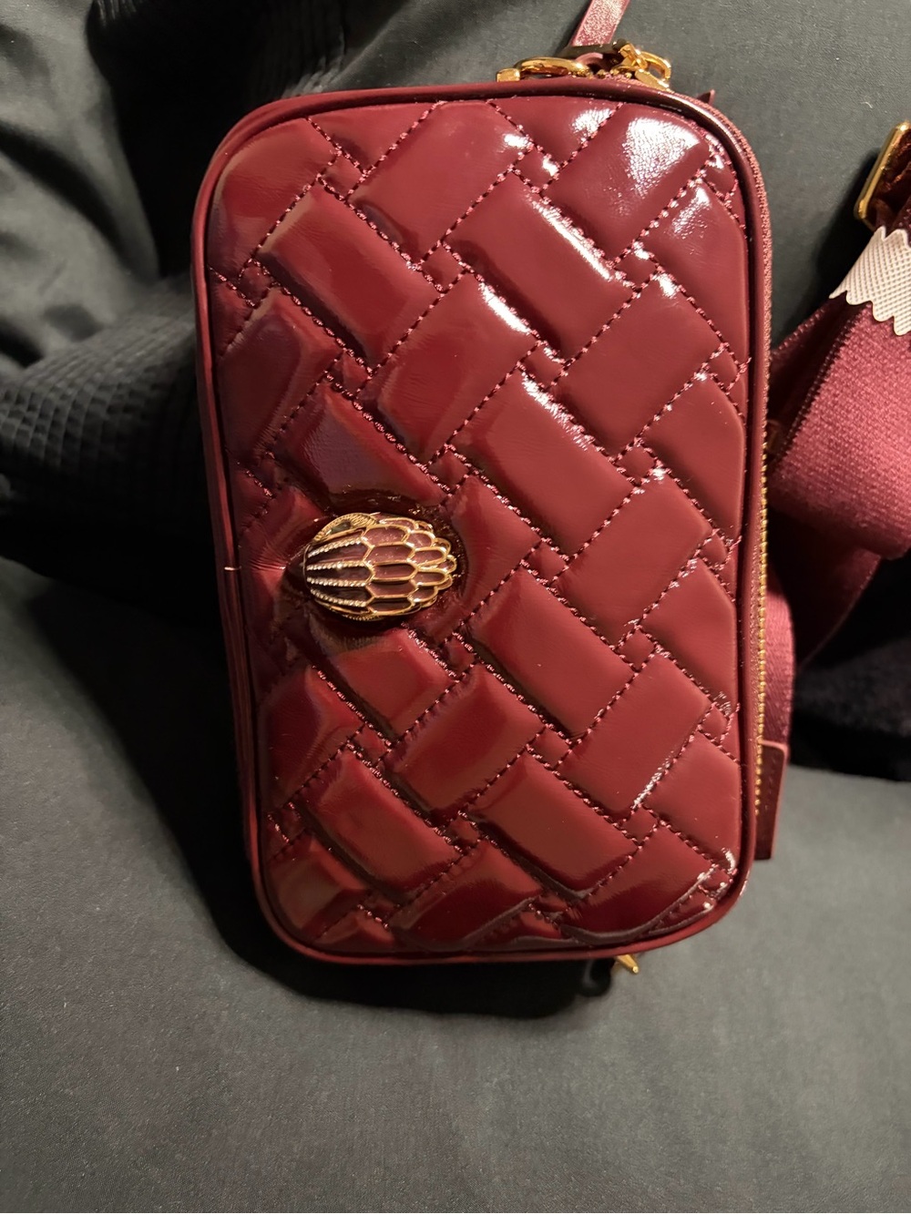 Patent Quilted Crossbody Bag in Deep Burgundy - Women's Bag